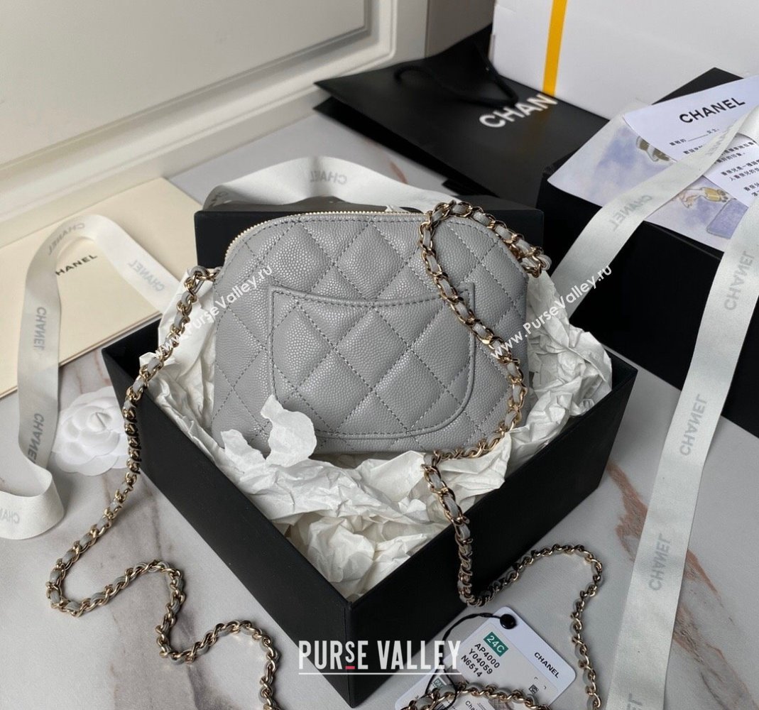 Chanel Grained Calfskin Clutch with Chain AP4000 Grey 2024 (yezi-240517050)