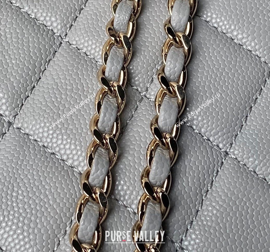 Chanel Grained Calfskin Clutch with Chain AP4000 Grey 2024 (yezi-240517050)