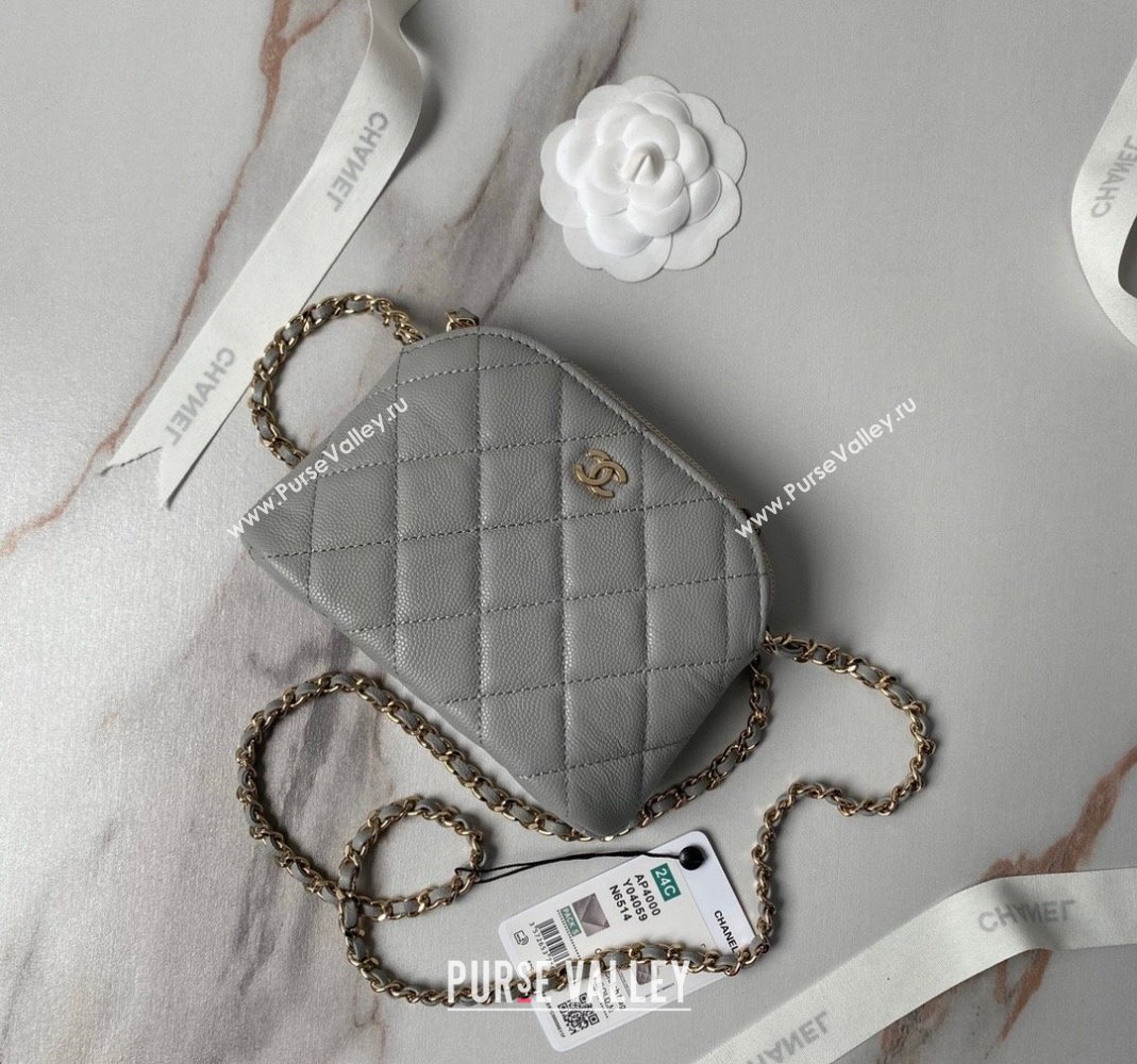 Chanel Grained Calfskin Clutch with Chain AP4000 Grey 2024 (yezi-240517050)