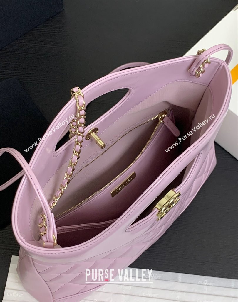 Chanel 31 Shiny Lambskin Small Shopping bag AS4853 Light Purple 2024 (yezi-240517052)