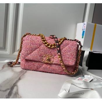 Chanel 19 Bag Tweed Small Flap Bag AS1160 Pink 2024 0517 (yezi-240517013)