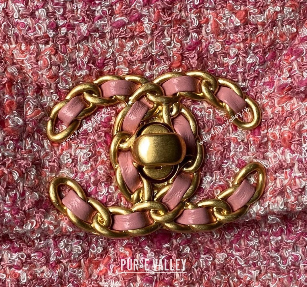 Chanel 19 Bag Tweed Small Flap Bag AS1160 Pink 2024 0517 (yezi-240517013)