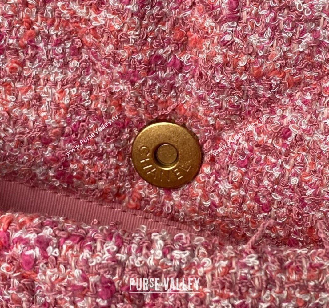 Chanel 19 Bag Tweed Small Flap Bag AS1160 Pink 2024 0517 (yezi-240517013)