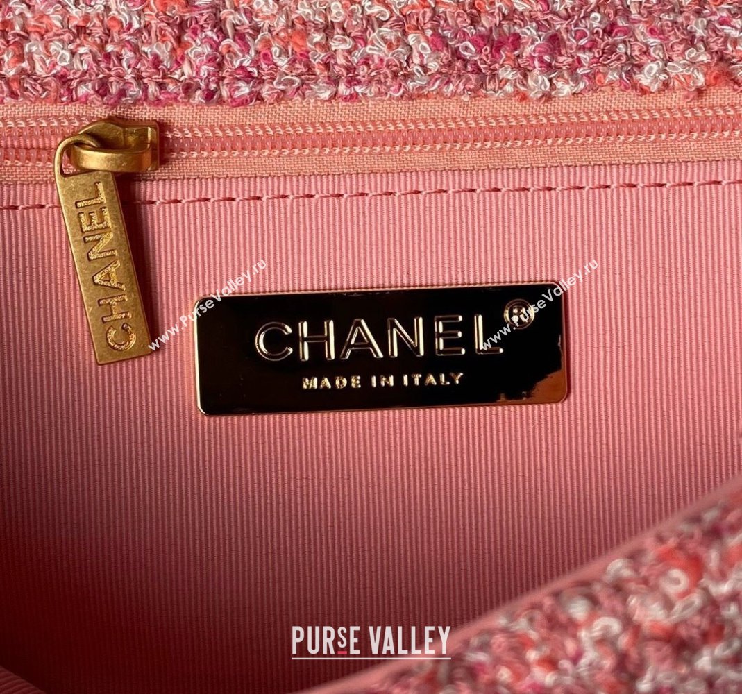 Chanel 19 Bag Tweed Small Flap Bag AS1160 Pink 2024 0517 (yezi-240517013)