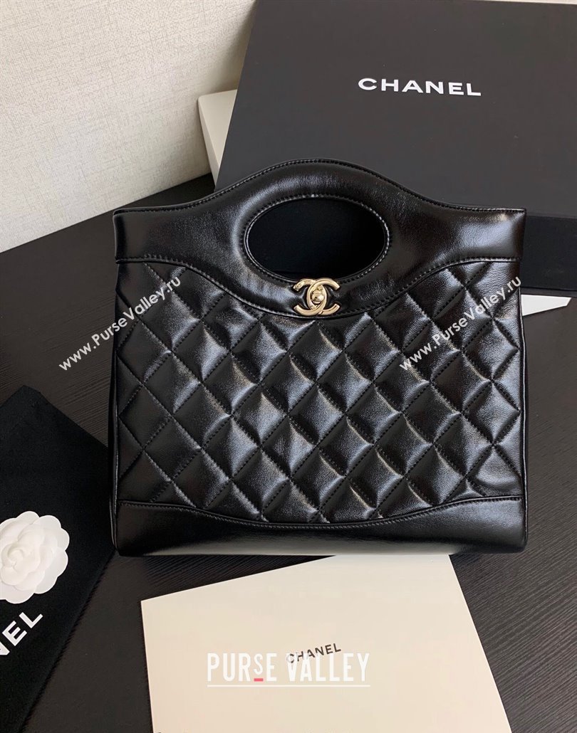 Chanel 31 Shiny Lambskin Small Shopping bag AS4853 Black 2024 (yezi-240517053)