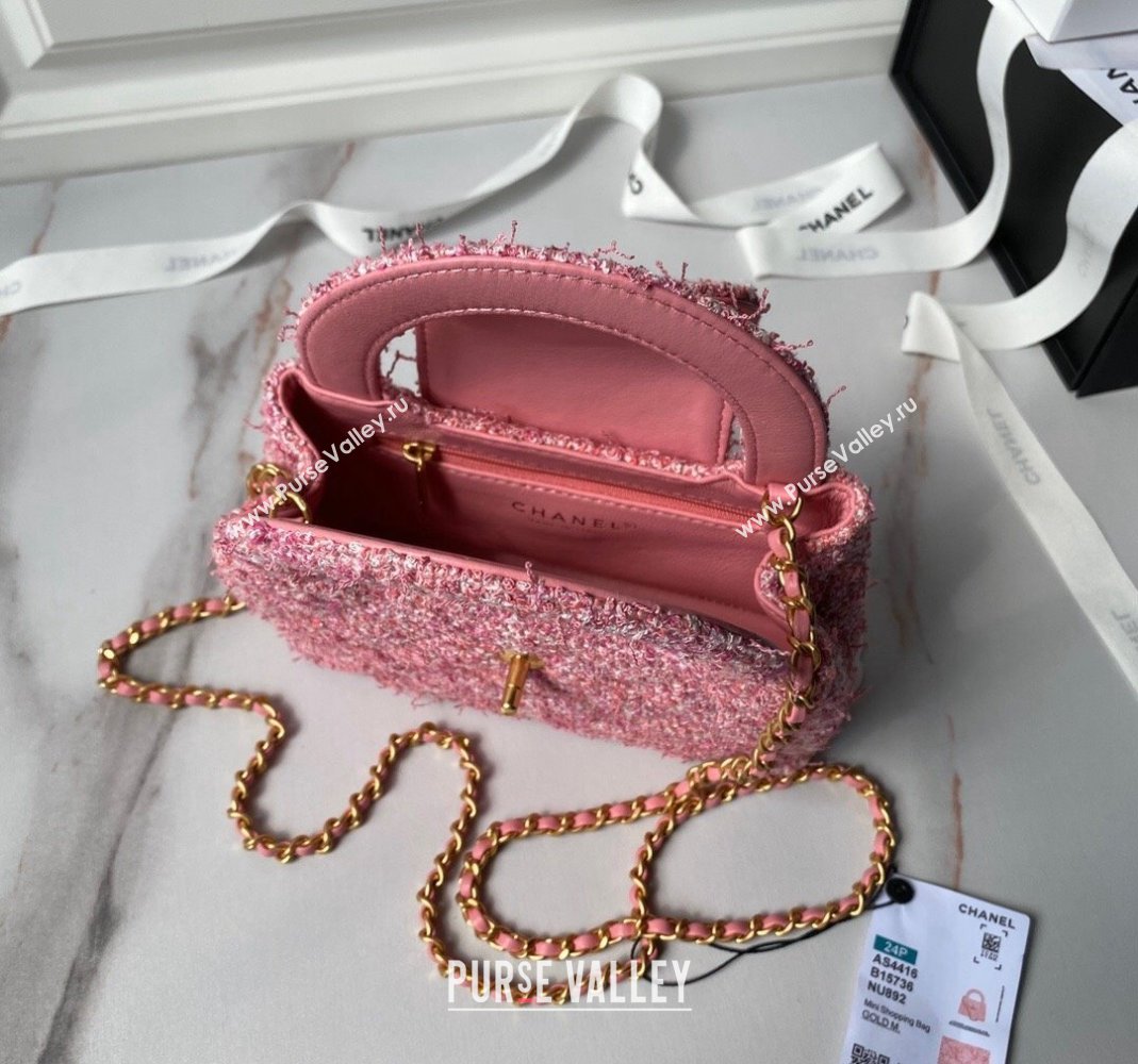 Chanel Tweed Mini Shopping Bag AS4416 Pink 2024 0517 (yezi-240517015)