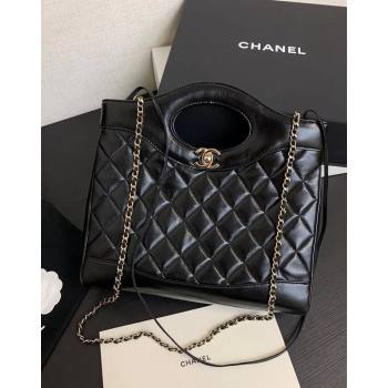 Chanel 31 Shiny Lambskin Small Shopping bag AS4853 Black 2024 (yezi-240517053)