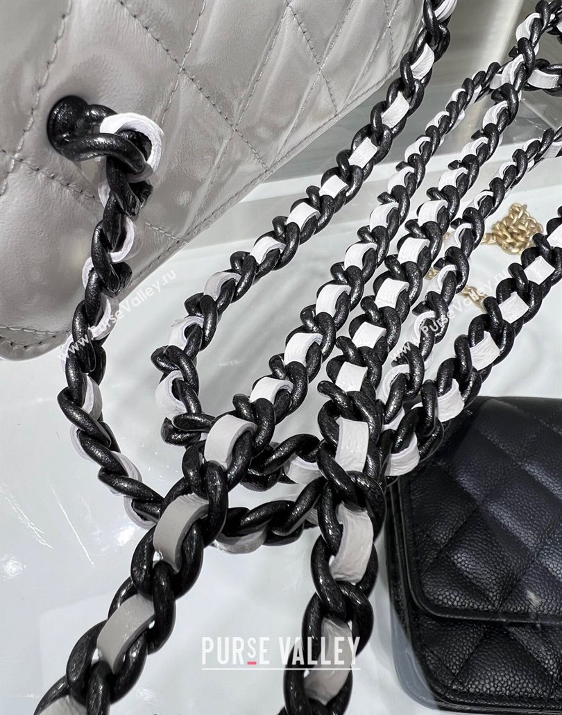Chanel Lambskin Clutch with Chain AP3905 White/Black 2024 (yezi-240517099)