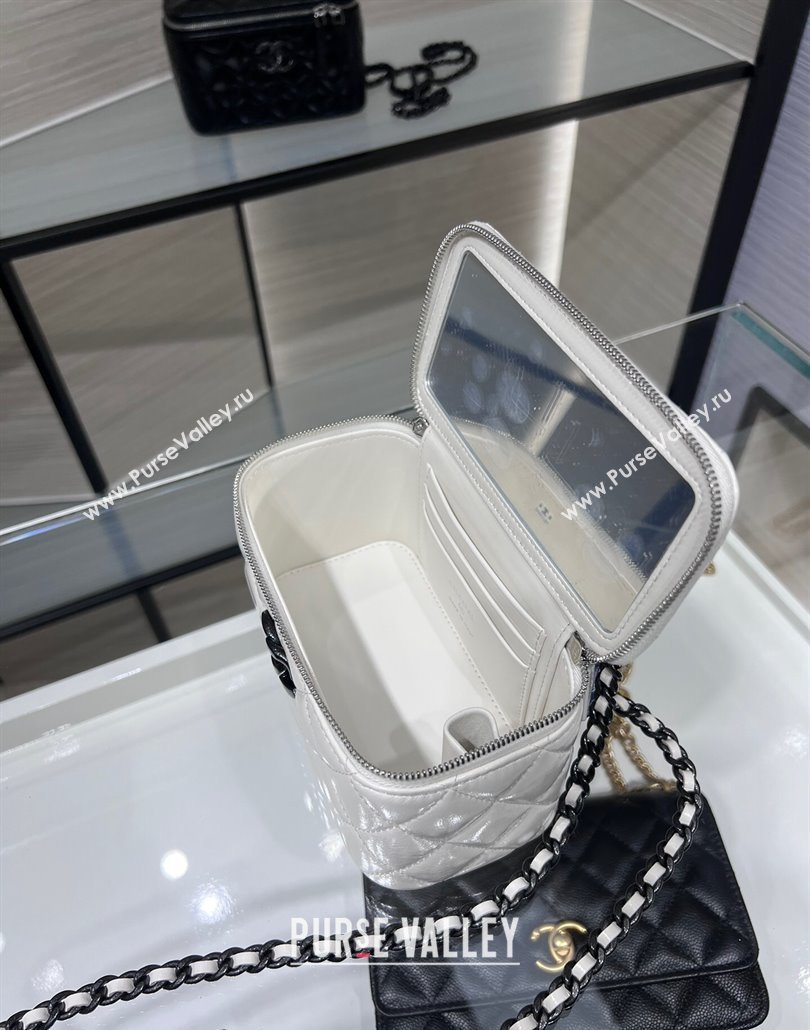 Chanel Lambskin Clutch with Chain AP3905 White/Black 2024 (yezi-240517099)