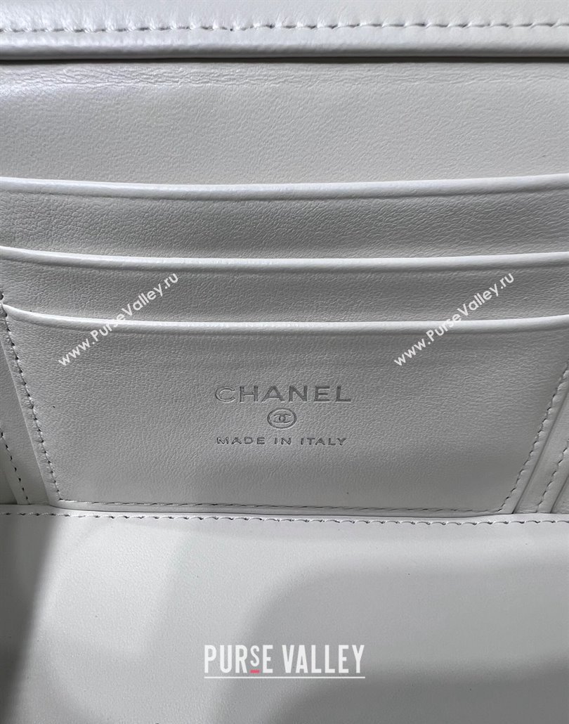 Chanel Lambskin Clutch with Chain AP3905 White/Black 2024 (yezi-240517099)