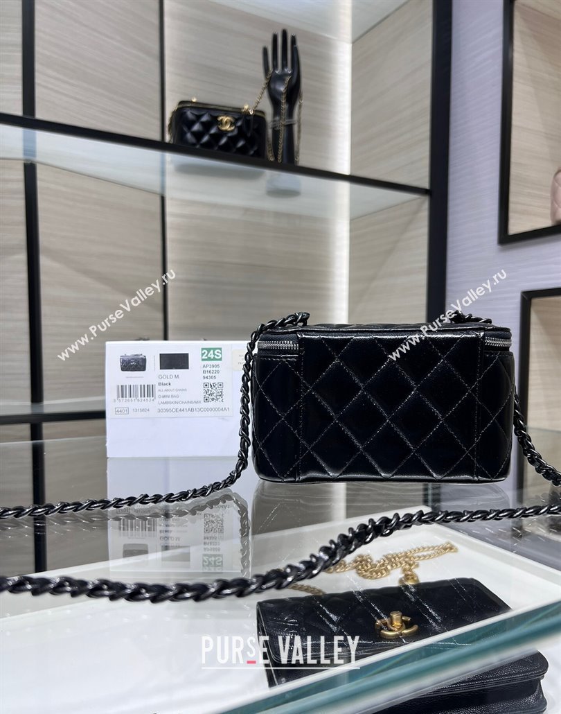 Chanel Lambskin Clutch with Chain AP3905 All Black 2024 (yezi-240517100)