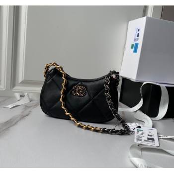 Chanel 19 Calfskin Clutch with Short Chain AP3763 Black 2024 (yezi-240517120)