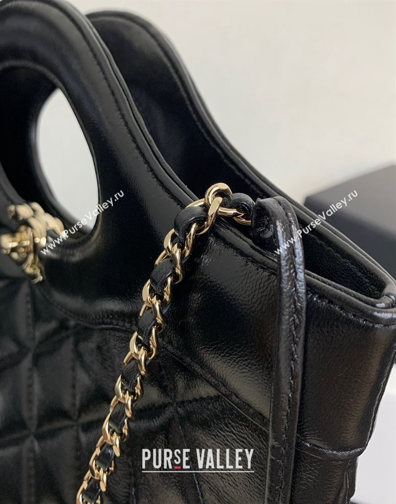 Chanel 31 Shiny Lambskin Small Shopping bag AS4853 Black 2024 (yezi-240517053)