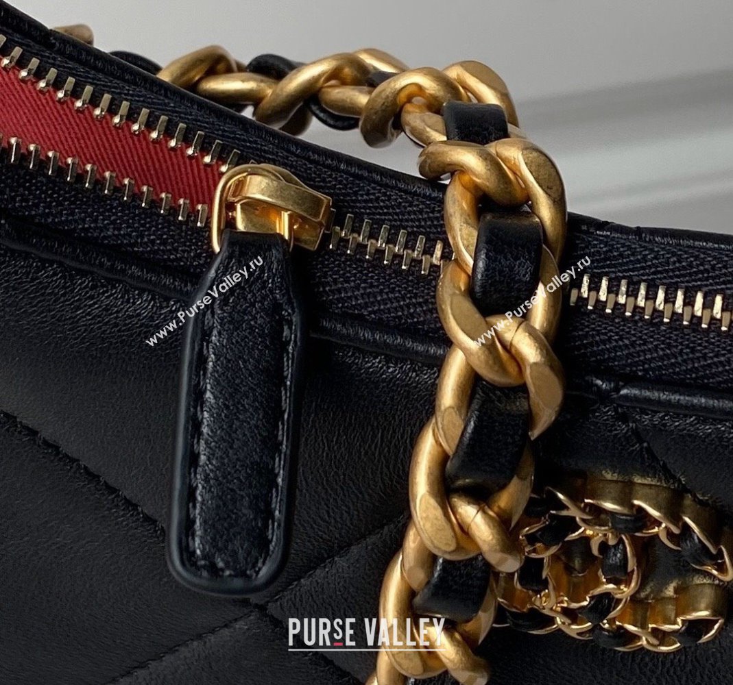 Chanel 19 Calfskin Clutch with Short Chain AP3763 Black 2024 (yezi-240517120)