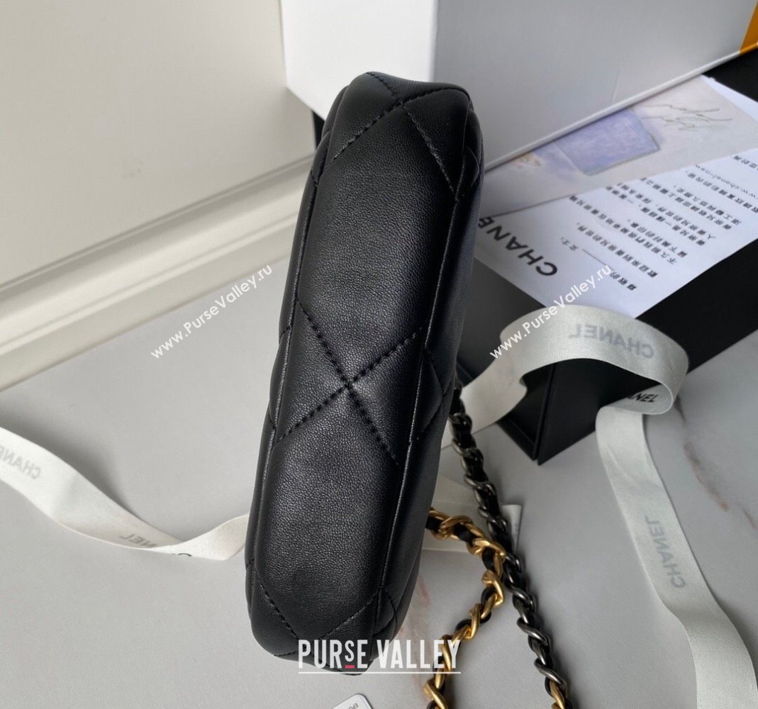 Chanel 19 Calfskin Clutch with Short Chain AP3763 Black 2024 (yezi-240517120)