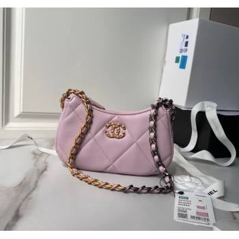 Chanel 19 Calfskin Clutch with Short Chain AP3763 Light Purple 2024 (yezi-240517121)
