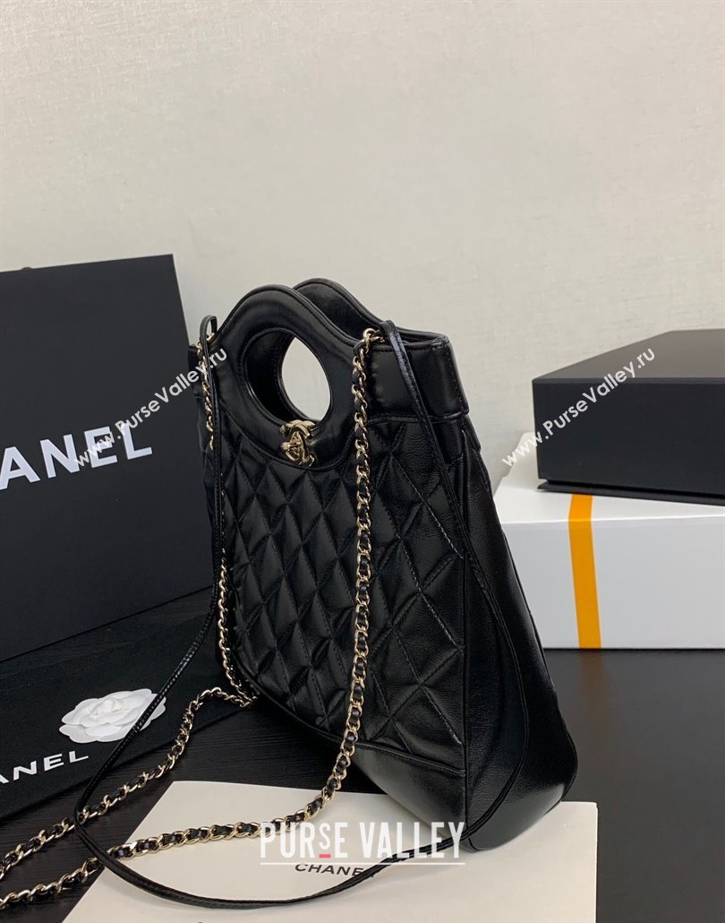 Chanel 31 Shiny Lambskin Small Shopping bag AS4853 Black 2024 (yezi-240517053)