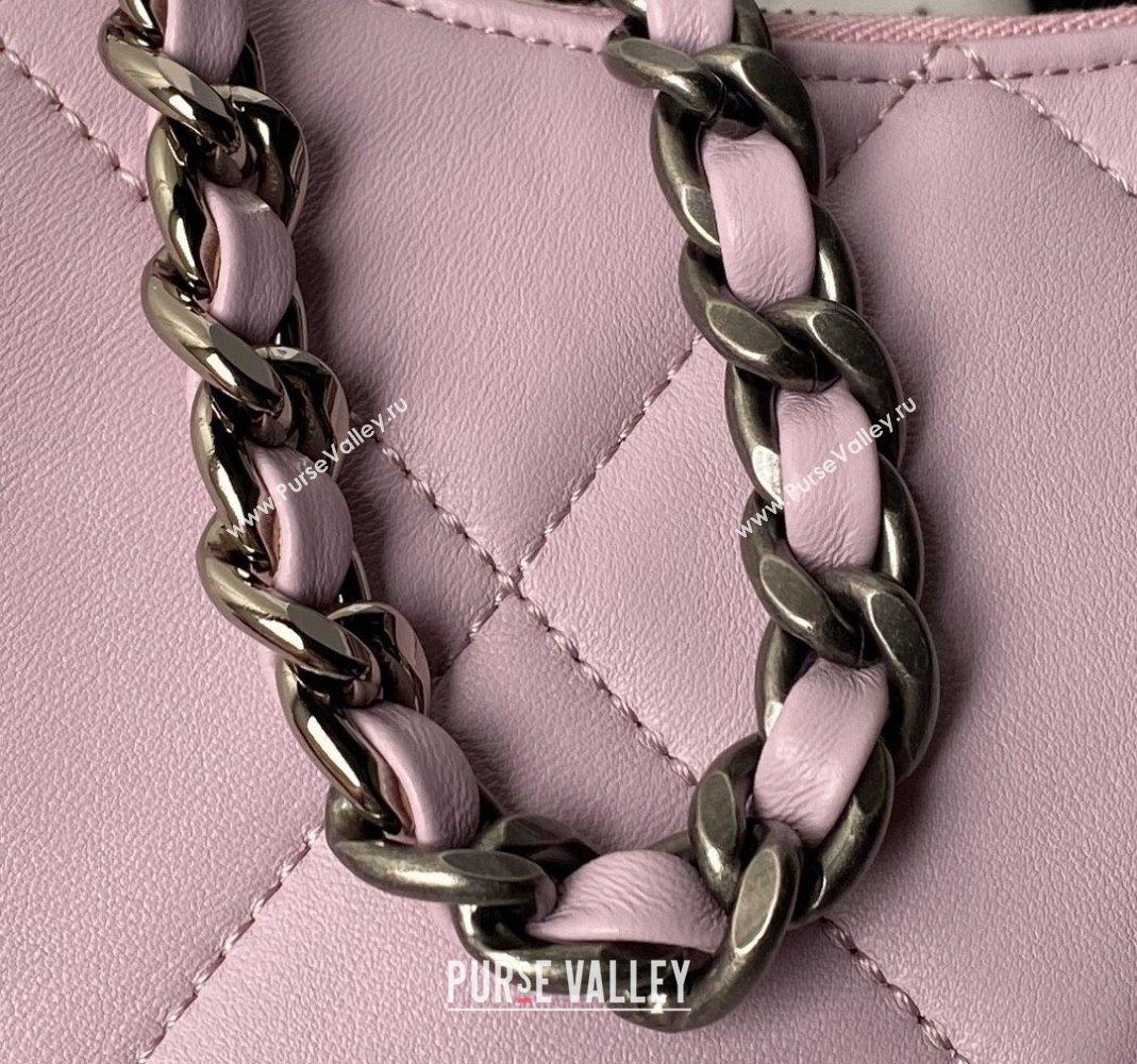 Chanel 19 Calfskin Clutch with Short Chain AP3763 Light Purple 2024 (yezi-240517121)