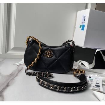 Chanel 19 Calfskin Clutch with Long Chain AP3763 Black 2024 (yezi-240517124)