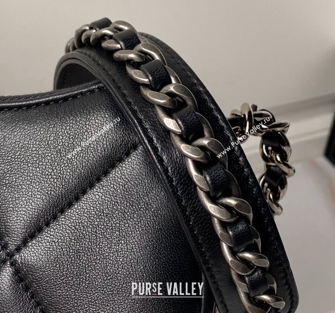 Chanel 19 Calfskin Clutch with Long Chain AP3763 Black 2024 (yezi-240517124)