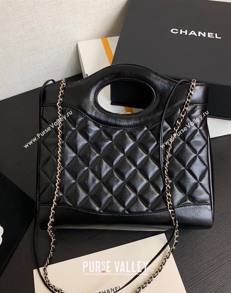 Chanel 31 Shiny Lambskin Small Shopping bag AS4853 Black 2024 (yezi-240517053)