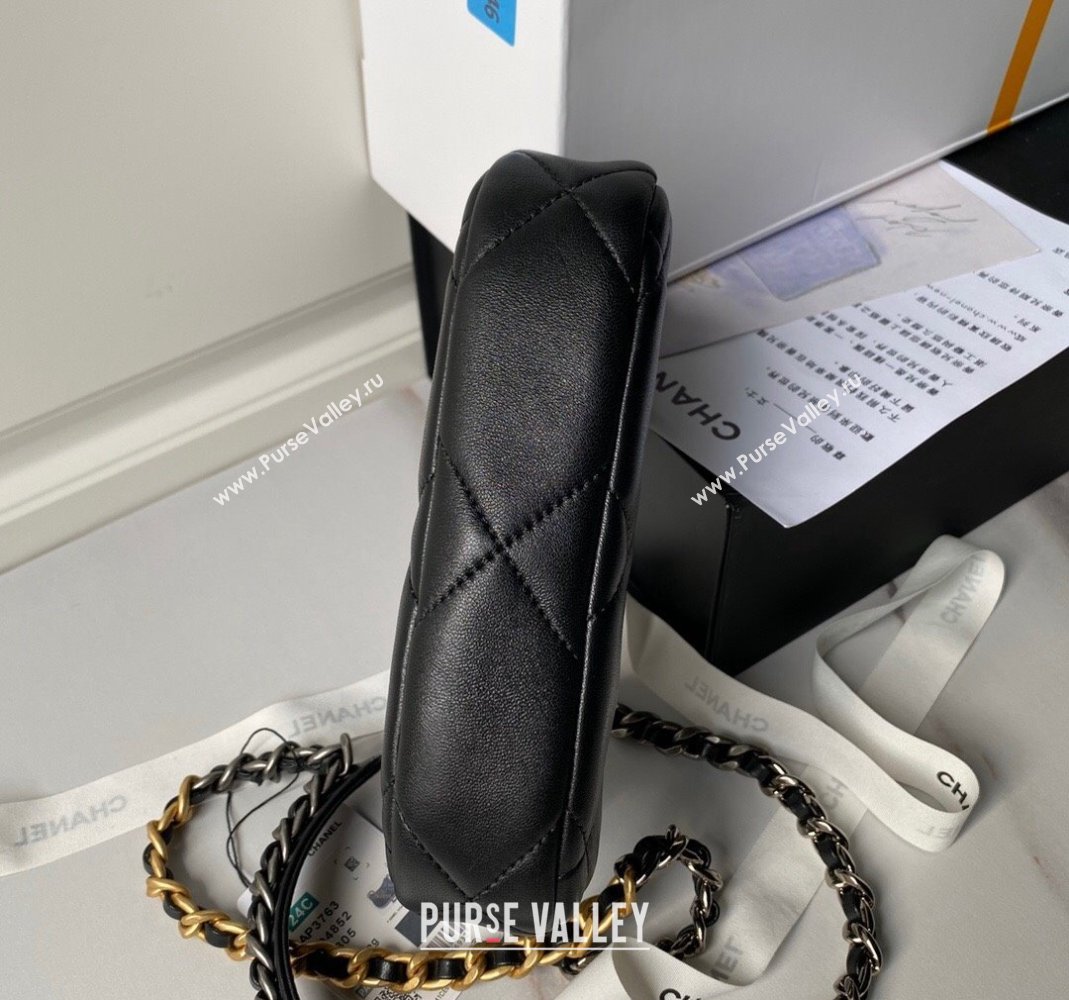 Chanel 19 Calfskin Clutch with Long Chain AP3763 Black 2024 (yezi-240517124)