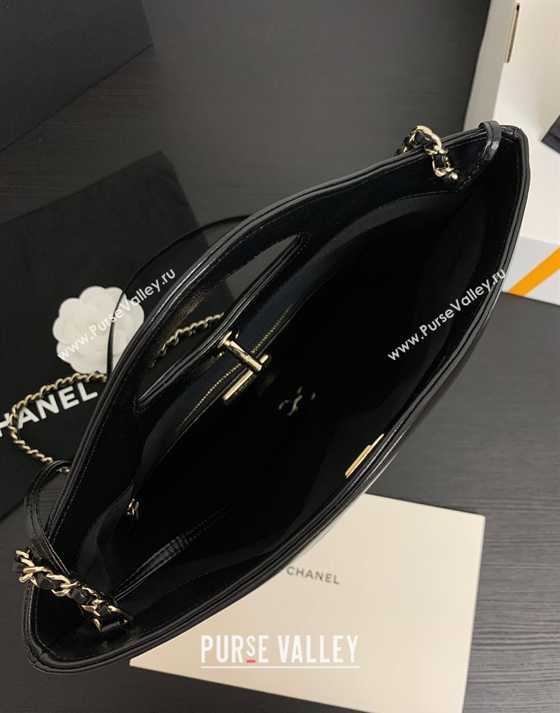 Chanel 31 Shiny Lambskin Small Shopping bag AS4853 Black 2024 (yezi-240517053)