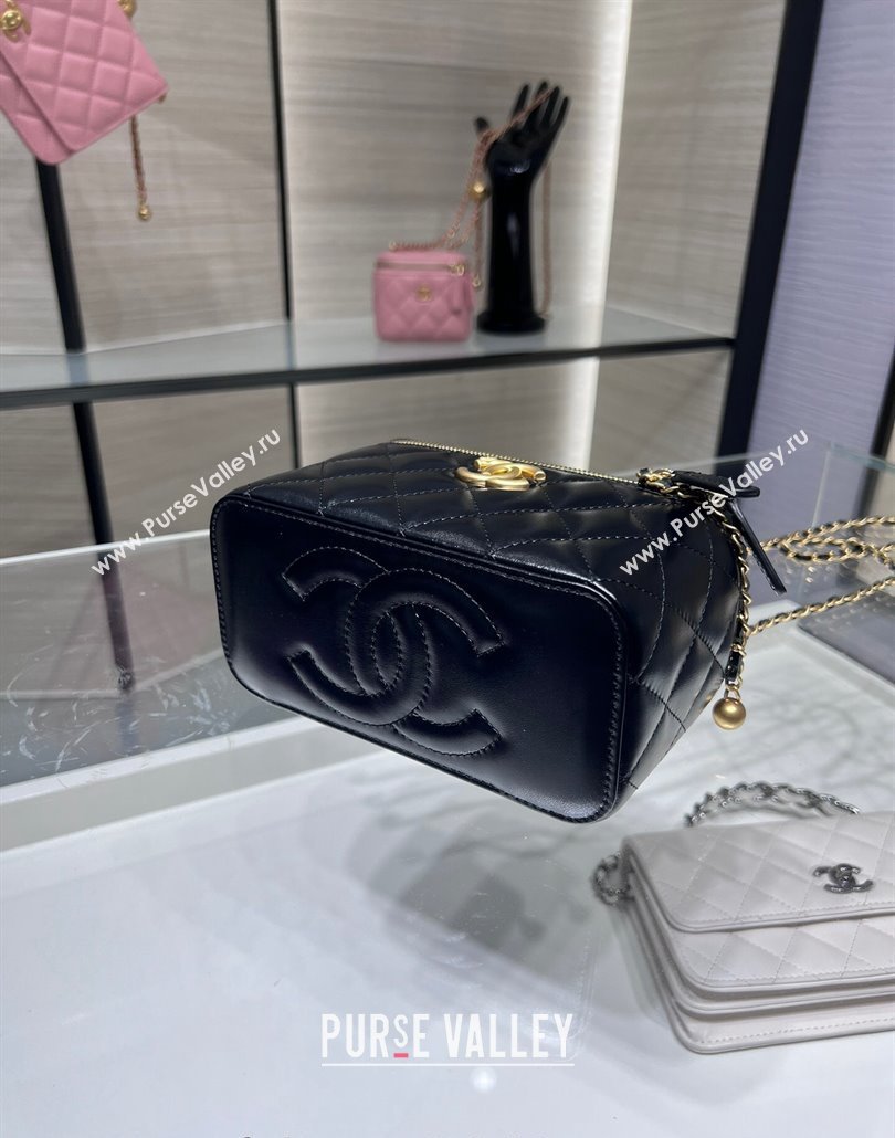 Chanel Shiny Calfskin Clutch with Chain and Metal-Tone Ball AP3651 Black 2024 (yezi-240517102)