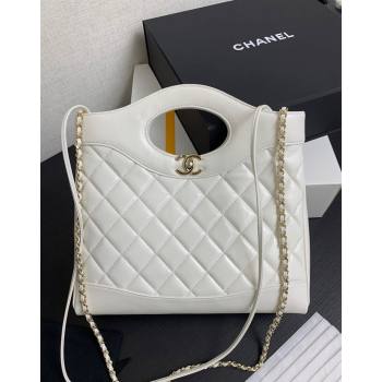 Chanel 31 Shiny Lambskin Small Shopping bag AS4853 White 2024 (yezi-240517054)
