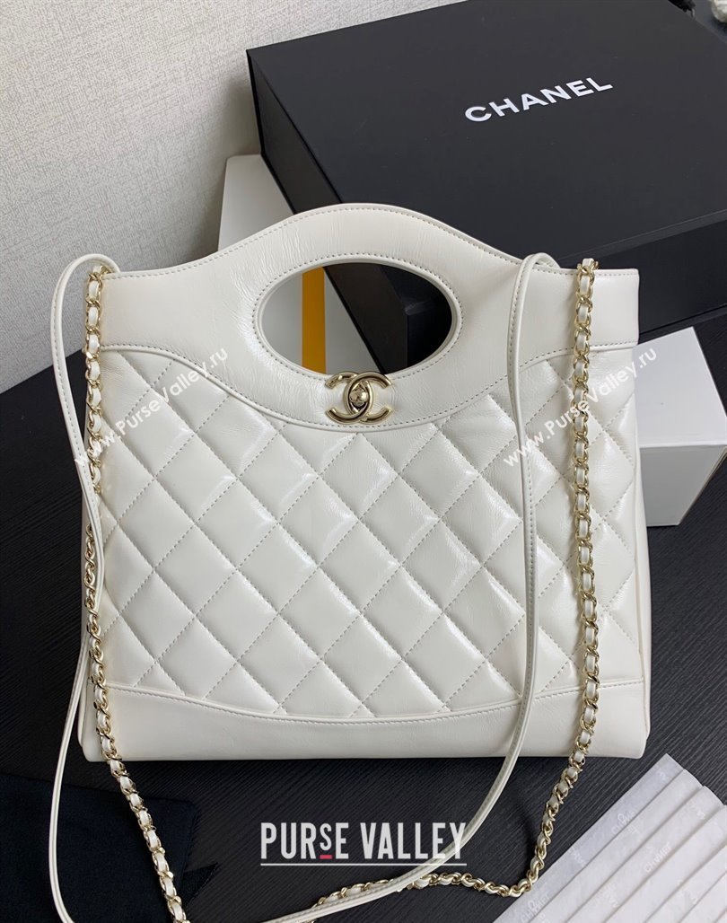 Chanel 31 Shiny Lambskin Small Shopping bag AS4853 White 2024 (yezi-240517054)