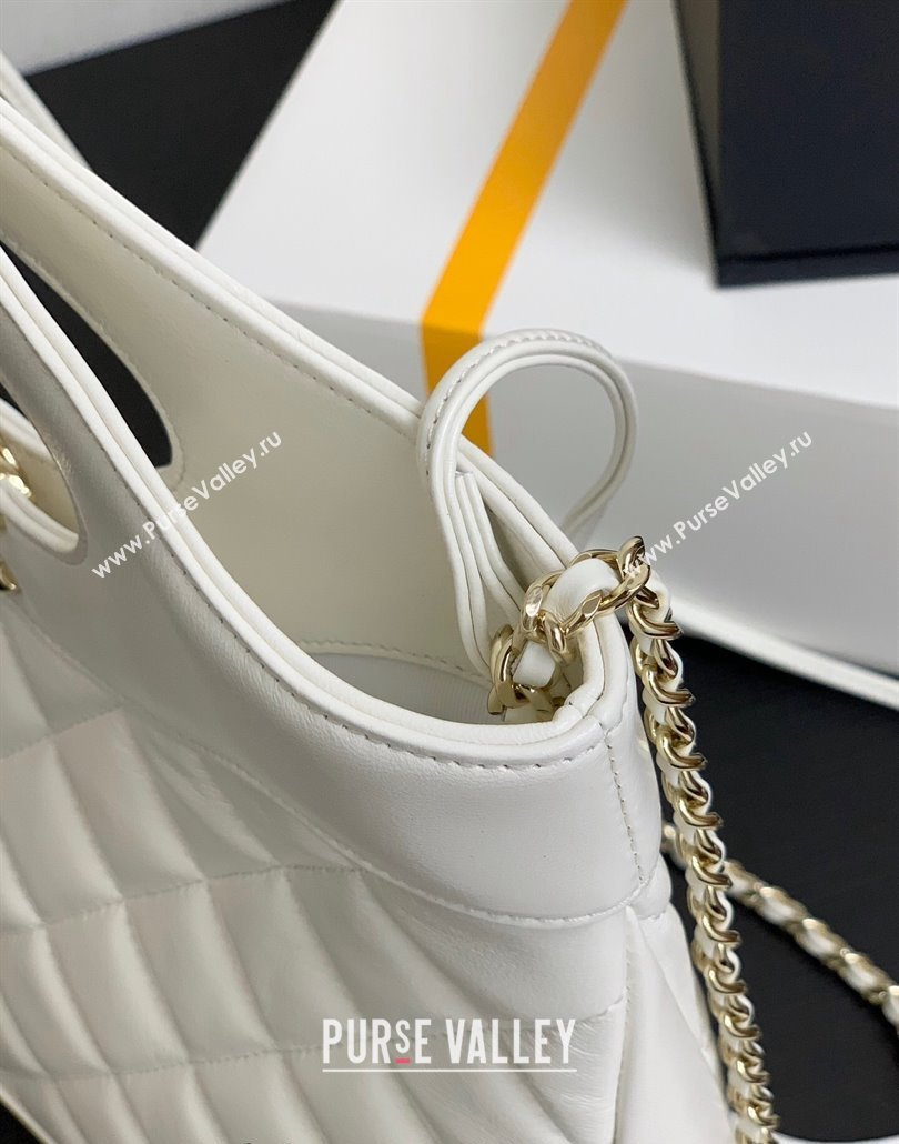 Chanel 31 Shiny Lambskin Small Shopping bag AS4853 White 2024 (yezi-240517054)