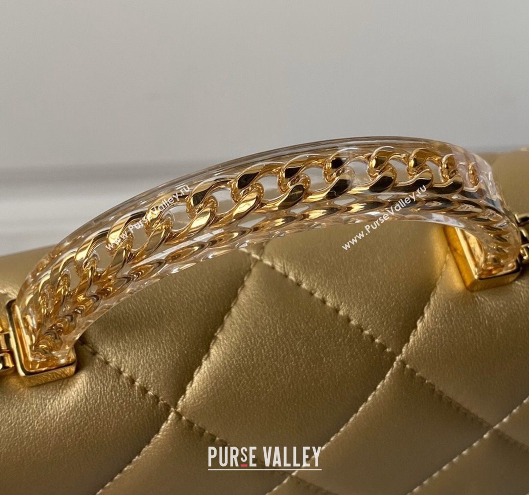 Chanel Calfskin Mini Flap bag with Chain Top Handle AS4848 Gold 2024 (yezi-240517126)