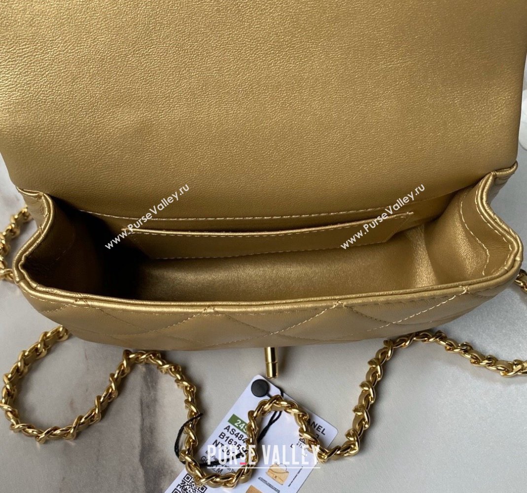 Chanel Calfskin Mini Flap bag with Chain Top Handle AS4848 Gold 2024 (yezi-240517126)