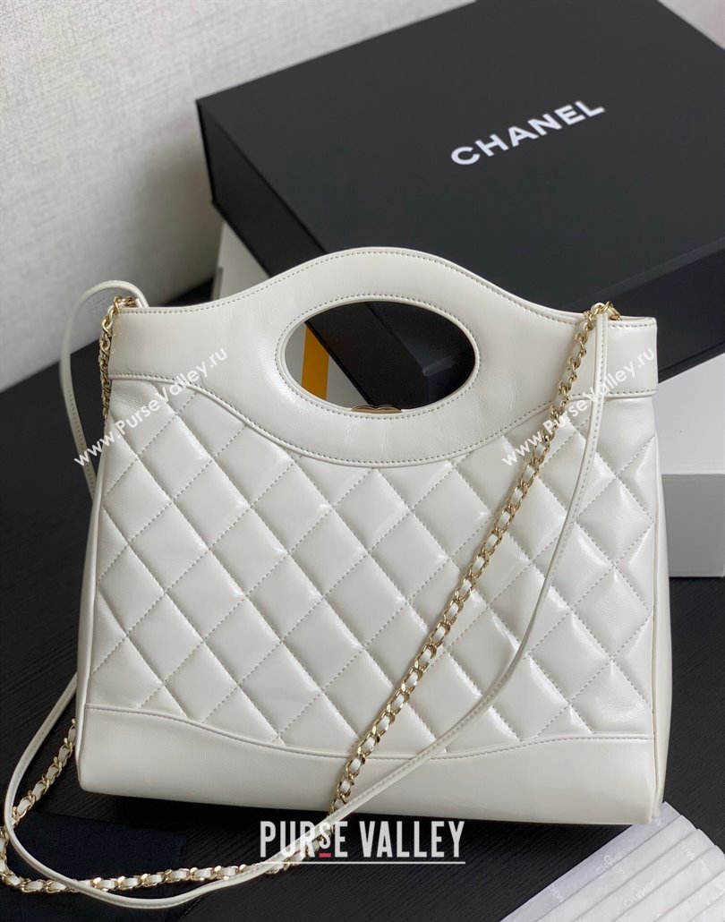 Chanel 31 Shiny Lambskin Small Shopping bag AS4853 White 2024 (yezi-240517054)