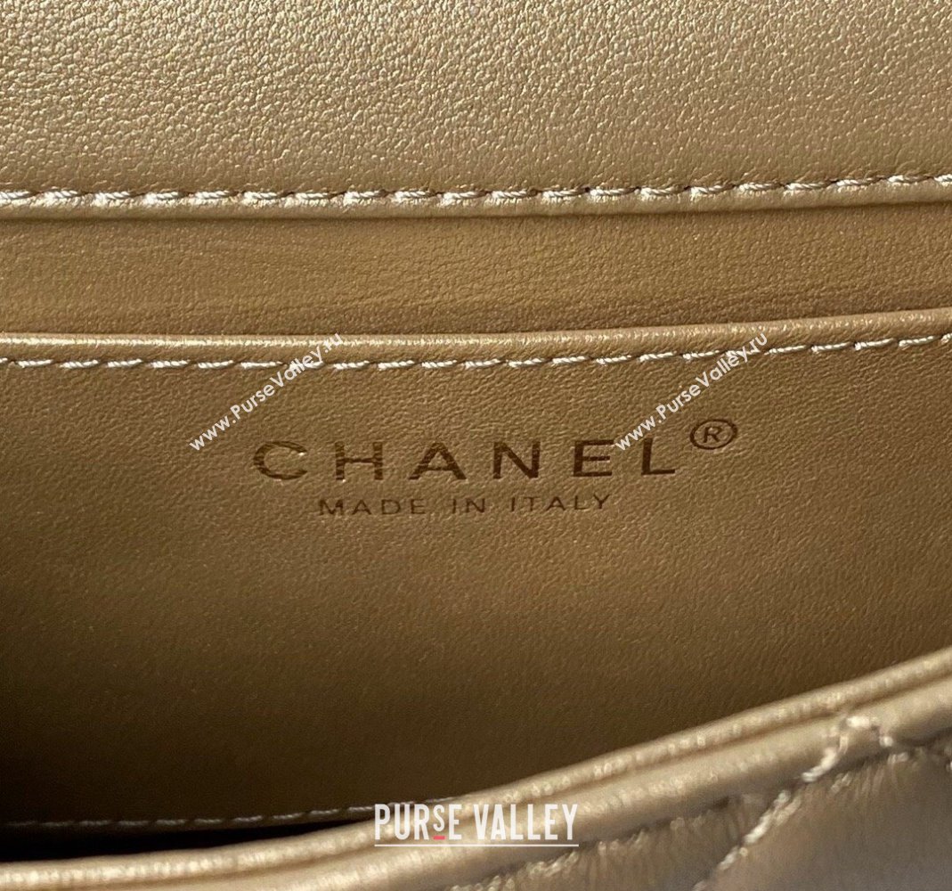 Chanel Calfskin Mini Flap bag with Chain Top Handle AS4848 Gold 2024 (yezi-240517126)
