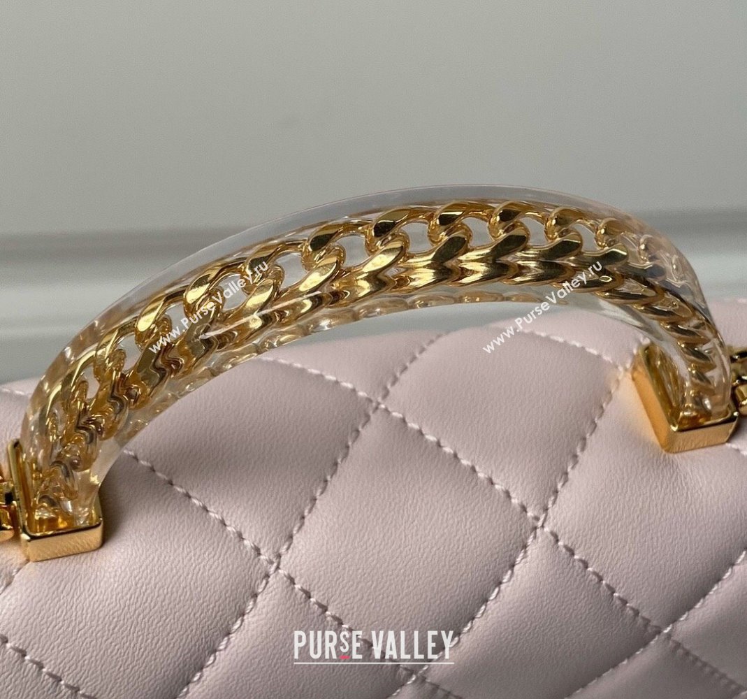 Chanel Calfskin Mini Flap bag with Chain Top Handle AS4847 Light Pink 2024 (yezi-240517128)