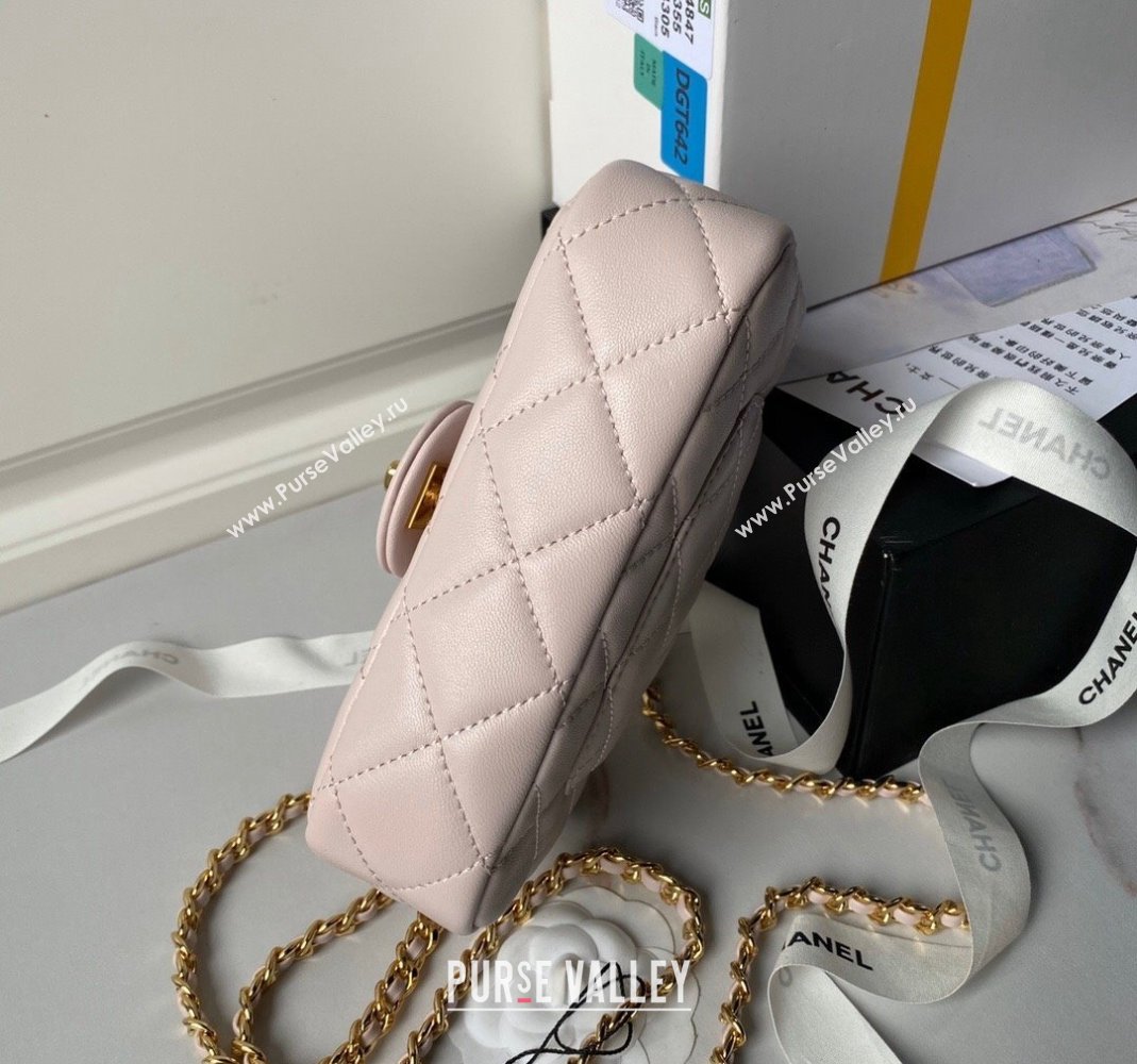 Chanel Calfskin Mini Flap bag with Chain Top Handle AS4847 Light Pink 2024 (yezi-240517128)
