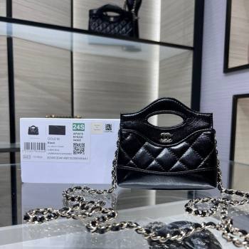 Chanel Shiny Lambskin Clutch with Chain AP3875 Black 2024 (yezi-240517072)
