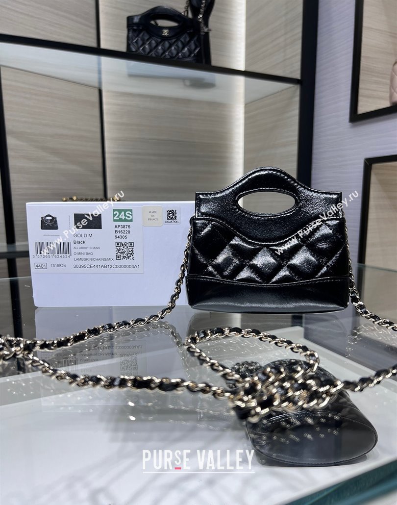 Chanel Shiny Lambskin Clutch with Chain AP3875 Black 2024 (yezi-240517072)