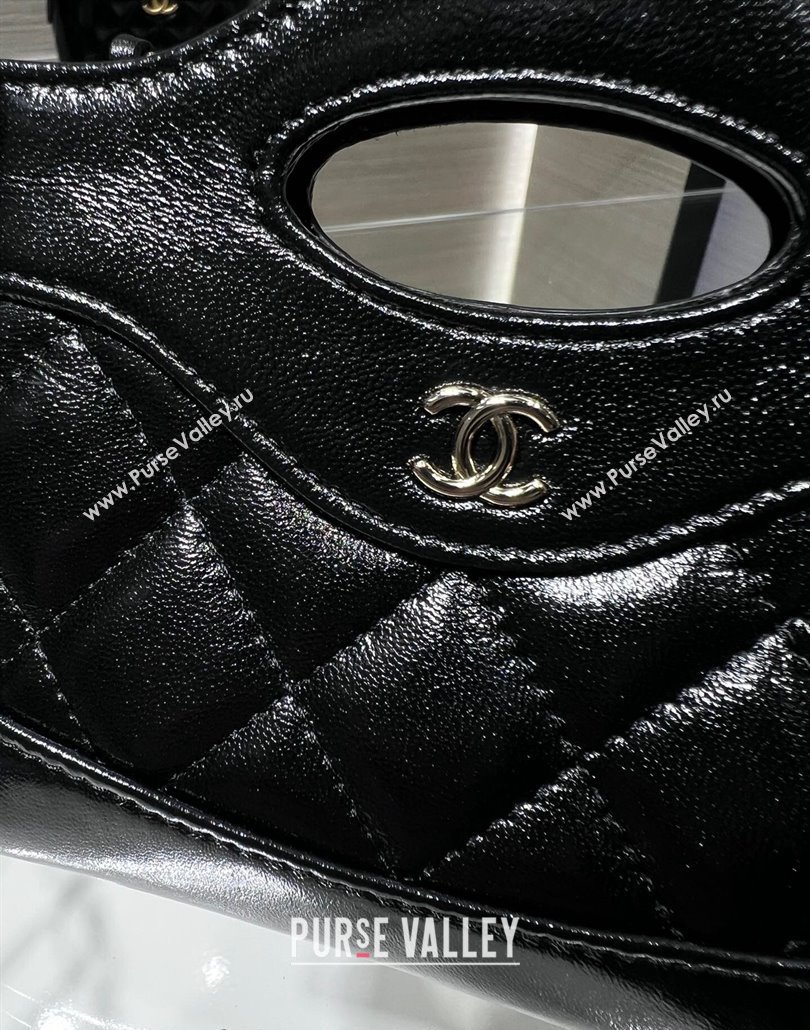 Chanel Shiny Lambskin Clutch with Chain AP3875 Black 2024 (yezi-240517072)