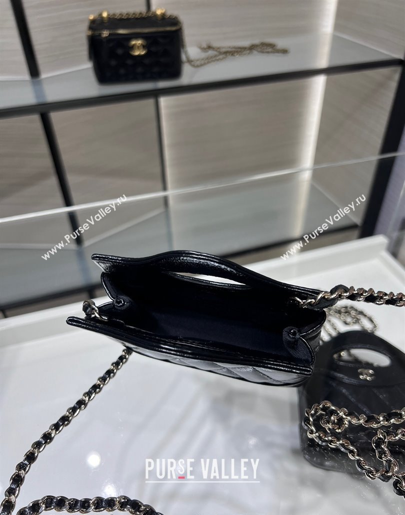 Chanel Shiny Lambskin Clutch with Chain AP3875 Black 2024 (yezi-240517072)