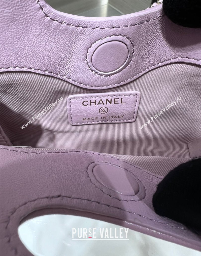 Chanel Shiny Lambskin Clutch with Chain AP3875 Light Purple 2024 (yezi-240517074)