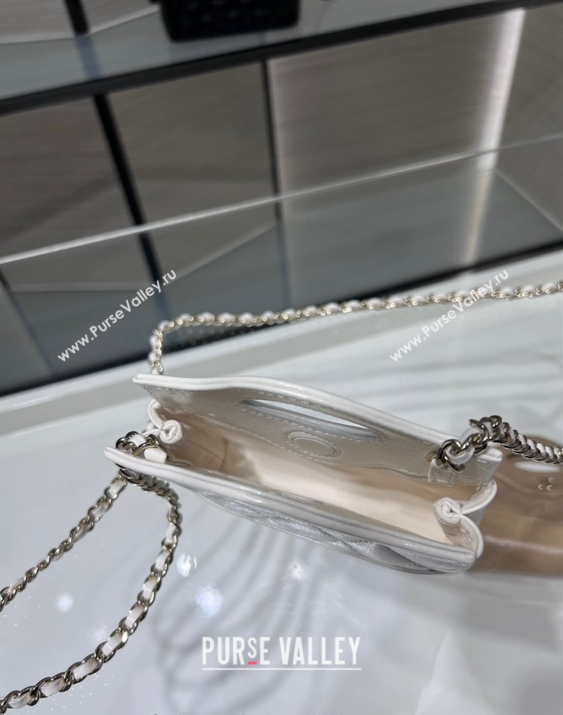 Chanel Shiny Lambskin Clutch with Chain AP3875 White 2024 (yezi-240517075)