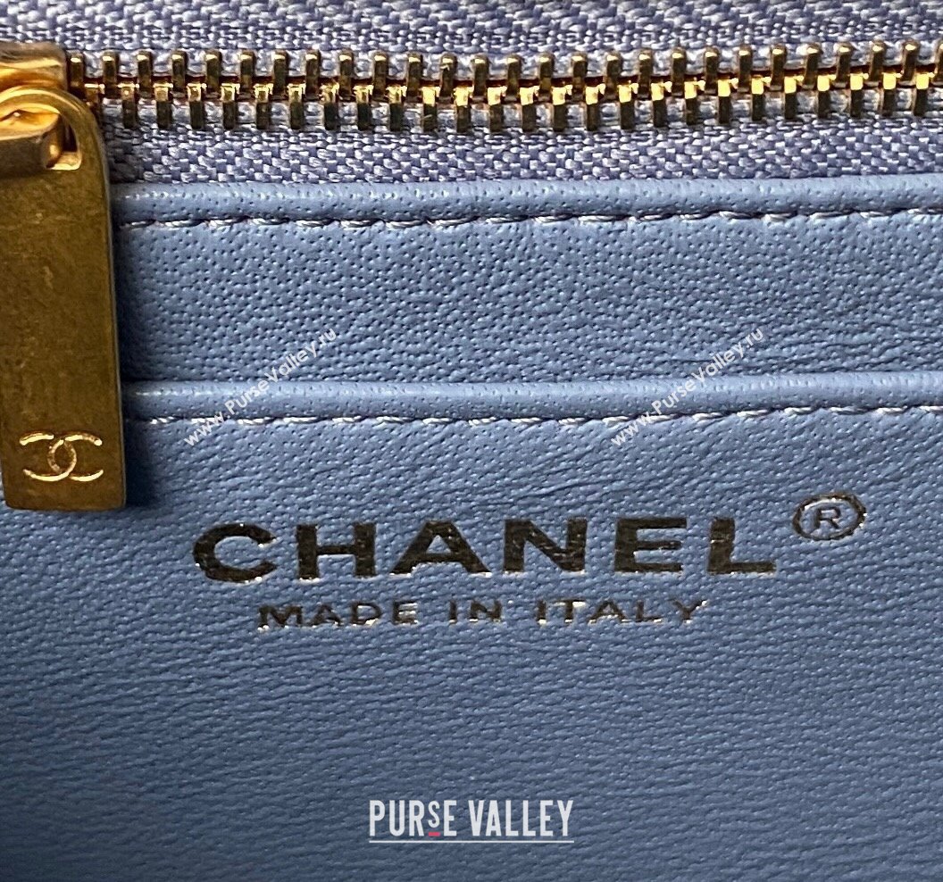 Chanel Lambskin Mini Square Flap Bag with Gold-Tone Metal Ball AS1786 Blue 2024 (yezi-240517103)