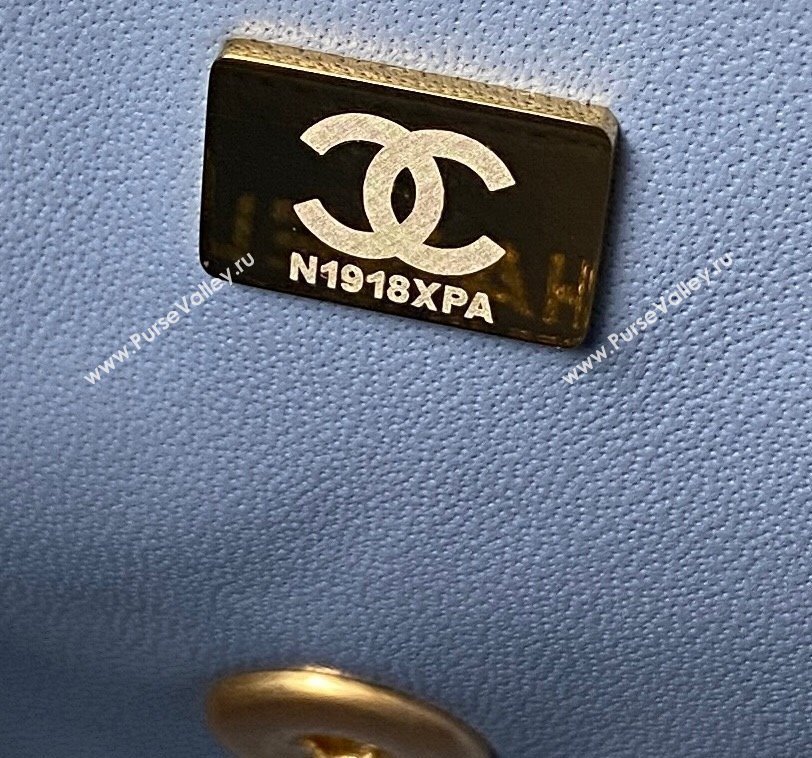 Chanel Lambskin Mini Square Flap Bag with Gold-Tone Metal Ball AS1786 Blue 2024 (yezi-240517103)