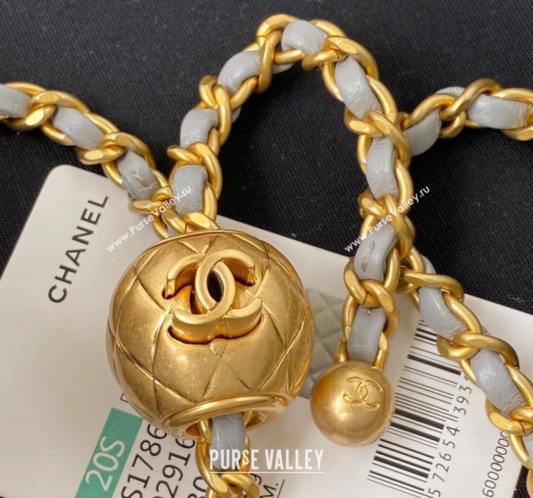 Chanel Lambskin Mini Square Flap Bag with Gold-Tone Metal Ball AS1786 Light Grey 2024 (yezi-240517104)