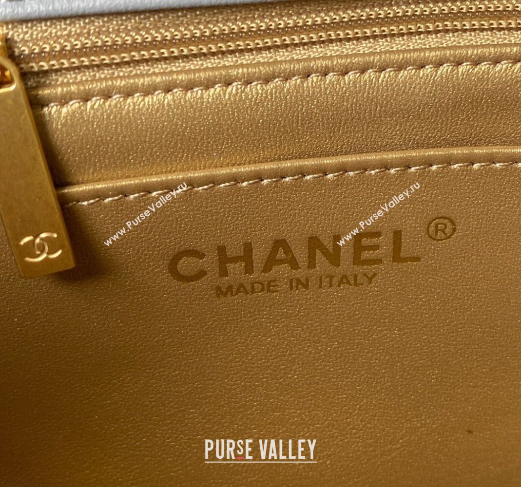 Chanel Lambskin Mini Square Flap Bag with Gold-Tone Metal Ball AS1786 Light Grey 2024 (yezi-240517104)