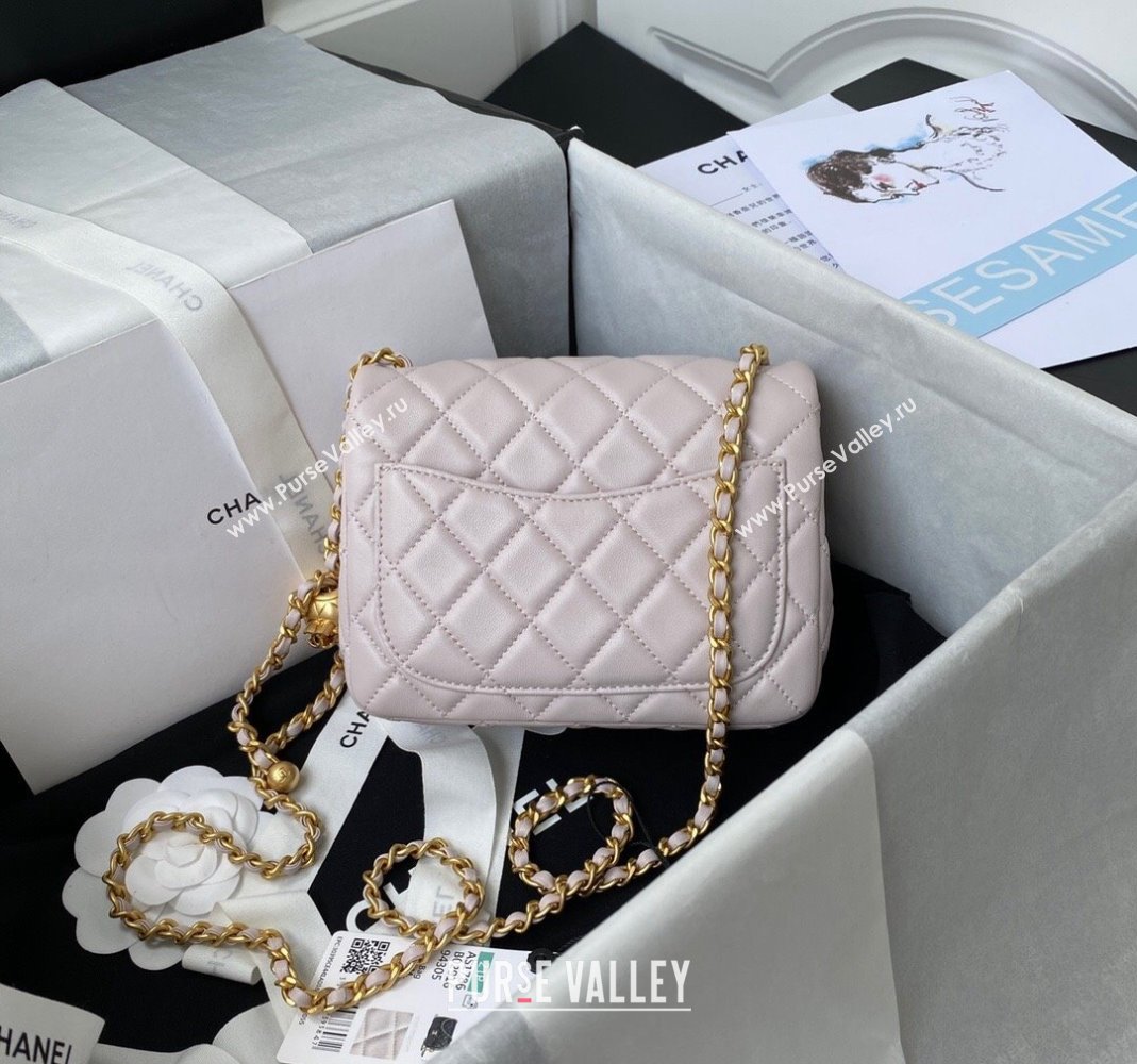 Chanel Lambskin Mini Square Flap Bag with Gold-Tone Metal Ball AS1786 Light Pink 2024 (yezi-240517105)