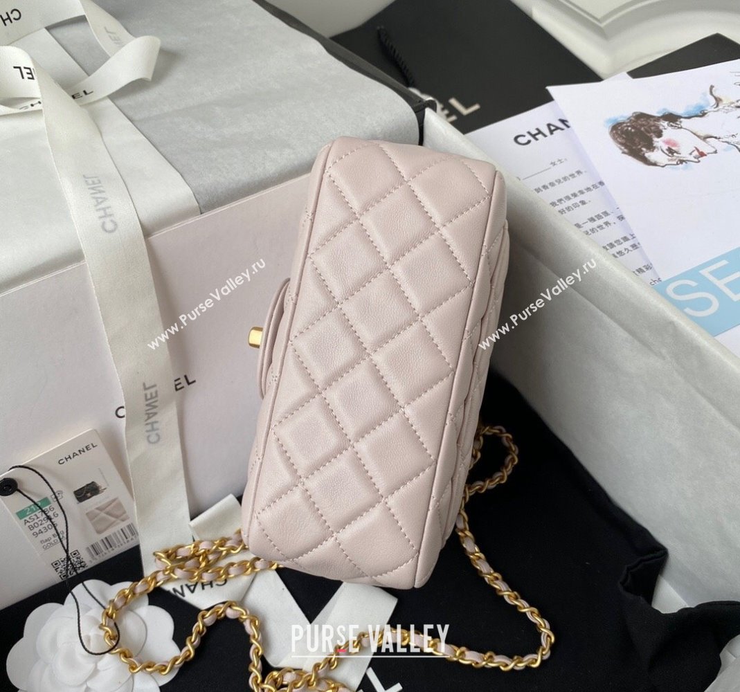 Chanel Lambskin Mini Square Flap Bag with Gold-Tone Metal Ball AS1786 Light Pink 2024 (yezi-240517105)