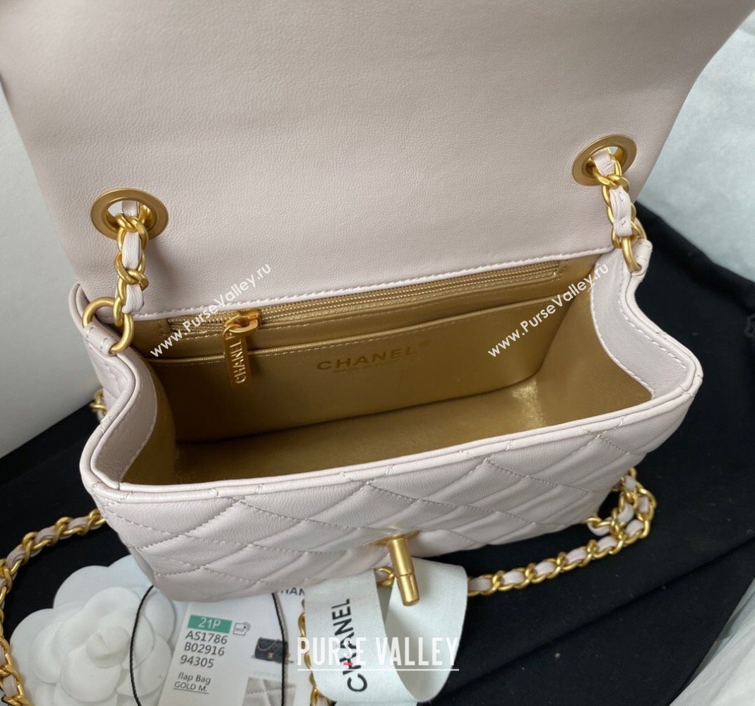 Chanel Lambskin Mini Square Flap Bag with Gold-Tone Metal Ball AS1786 Light Pink 2024 (yezi-240517105)